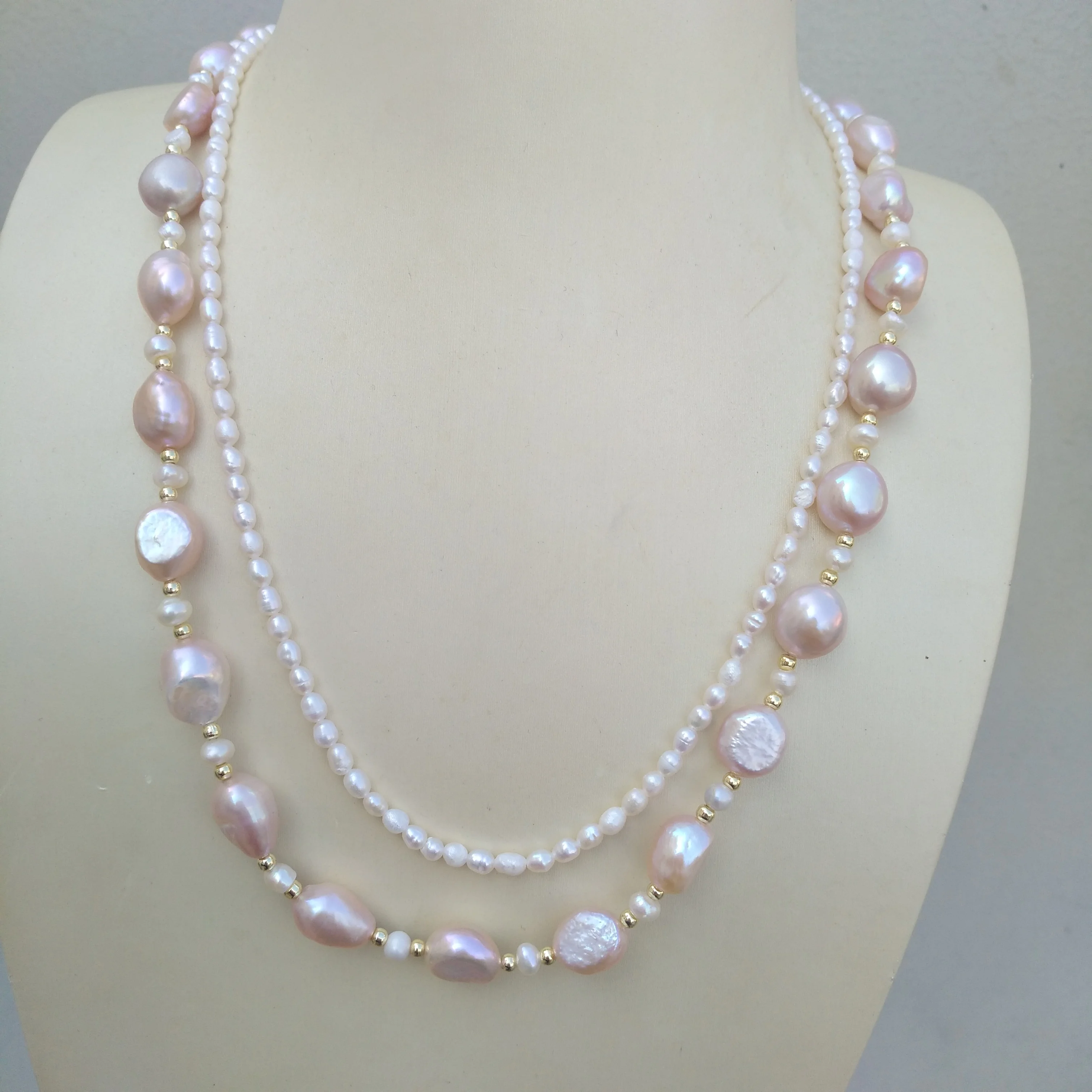 

2ROW Gorgeous AAA+South Sea WHITE PINK PURPLE Pearl Necklace