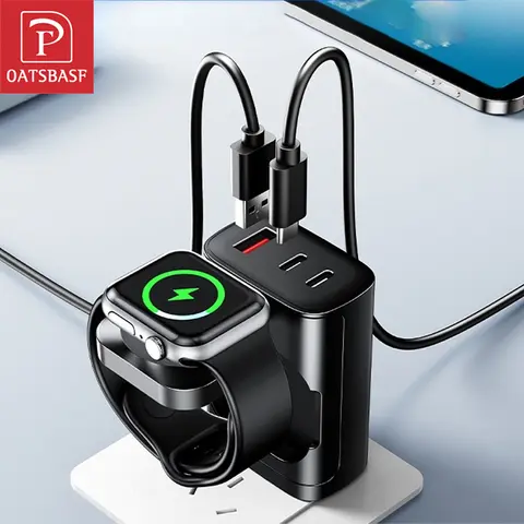 Oatsbasf Portable QC3.0 45W Fast Charging Watch Wireless Charger Adapter for iWatch Samsung Watch US UK EU Plug Magnetic Adapter