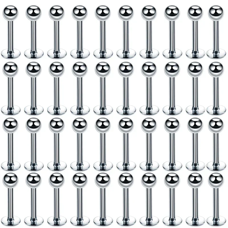 40Pcs/set 316L Stainless Steel Labret Piercing Jewelry, Lip Rings Nose Rings Nose Studs Cartilage Tragus Conch Earring Studs