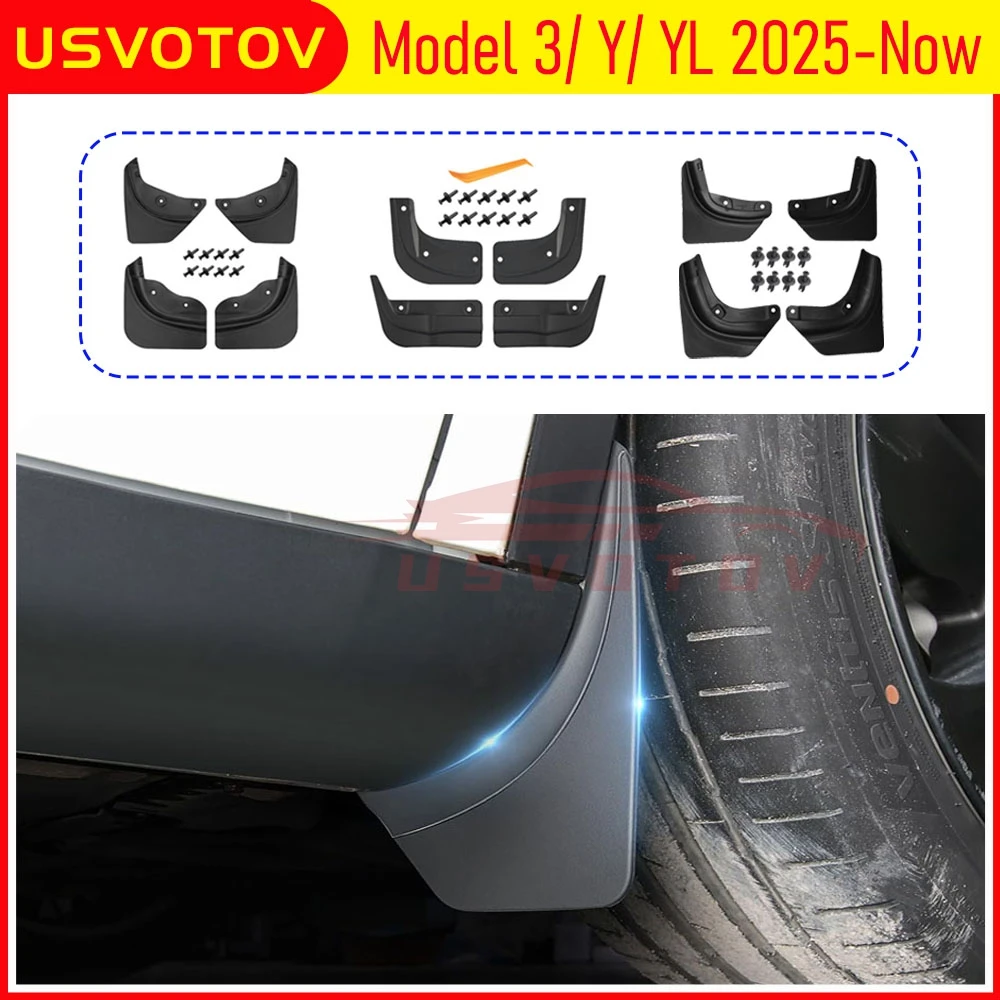 For 2025 2026 Tesla Model Y Model 3 Model YL Accessories Mud Flaps Protect Paint No Drilling All Weather Splash Guards Body Kits