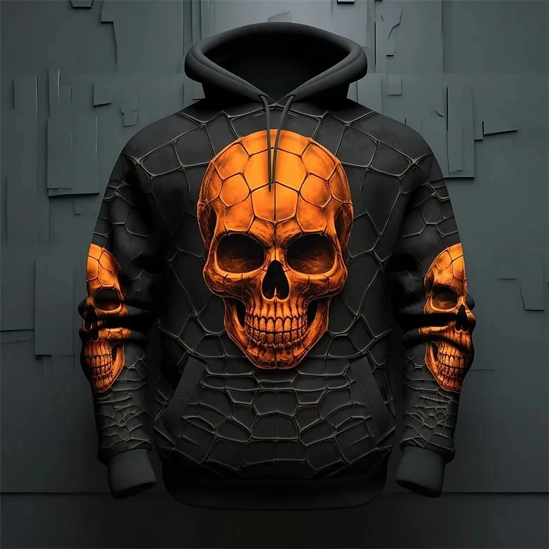 Sudaderas con capucha de Material de secado rápido para hombres, Sudadera con capucha de Calavera, Hip Hop Vintage, moda urbana, Top masculino de alta calidad