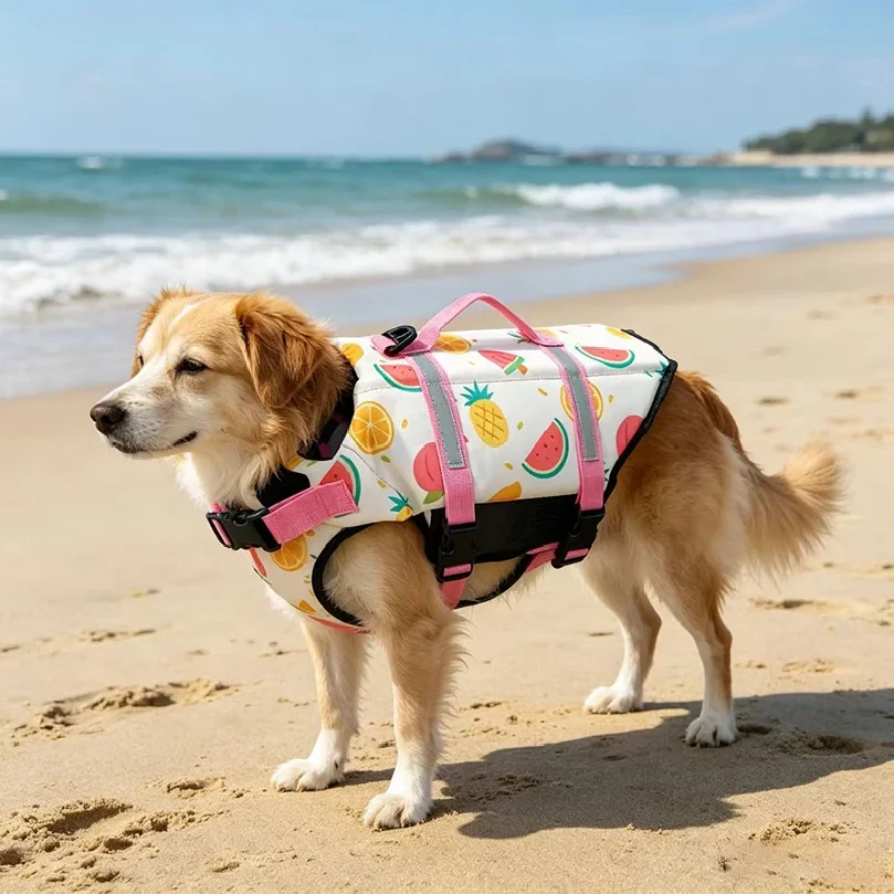 Summer Dog Life Jacket Reflective Adjustable Large Dogs Swimwear Safety Vest Surfing Sailboat Enhanced Buoyancy Pet Lifejackets view 3