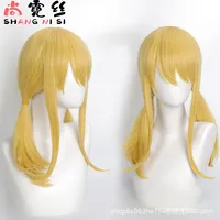 Lucy Cosplay Wig Integrated Double Braided Hair Style Gold Yellow Fairy Tail Wig Anime Real Show Mechanism Hair Cover