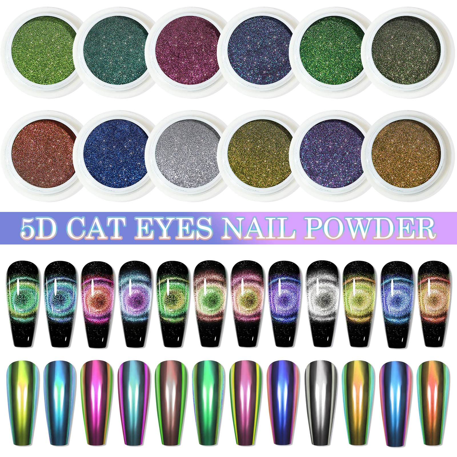 5d Magisch Spiegeleffect Cat Eye Poeder Magnetische Nail Glitter Pigment Manicure Holografisch Chroomstof Kan Gebruiken Met Polish Gel