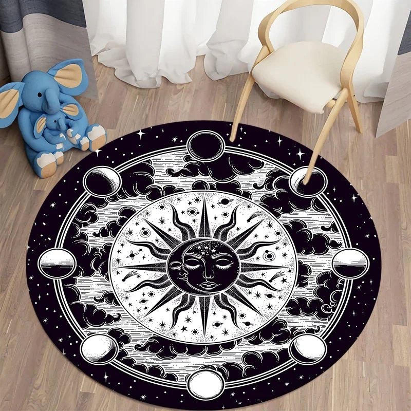 Bohemian Totem style round carpet Tarot card floor MATS Bedroom bathroom  children's room divination  Home decor