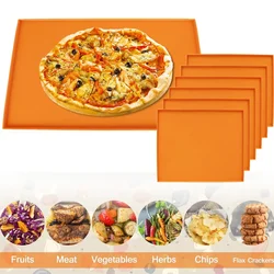 6PCS Silicone Non-stick Baking Tray with Edge Dehydrator Sheets Dehydrator Mats for Fruits Meat Vegetables Kitchen Accessories