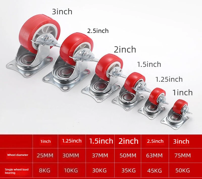 4-piece furniture casters, 1 inch, 1.25 inches, 1.5 inches, fixed casters, swivel casters, brake casters,Trolley accessories