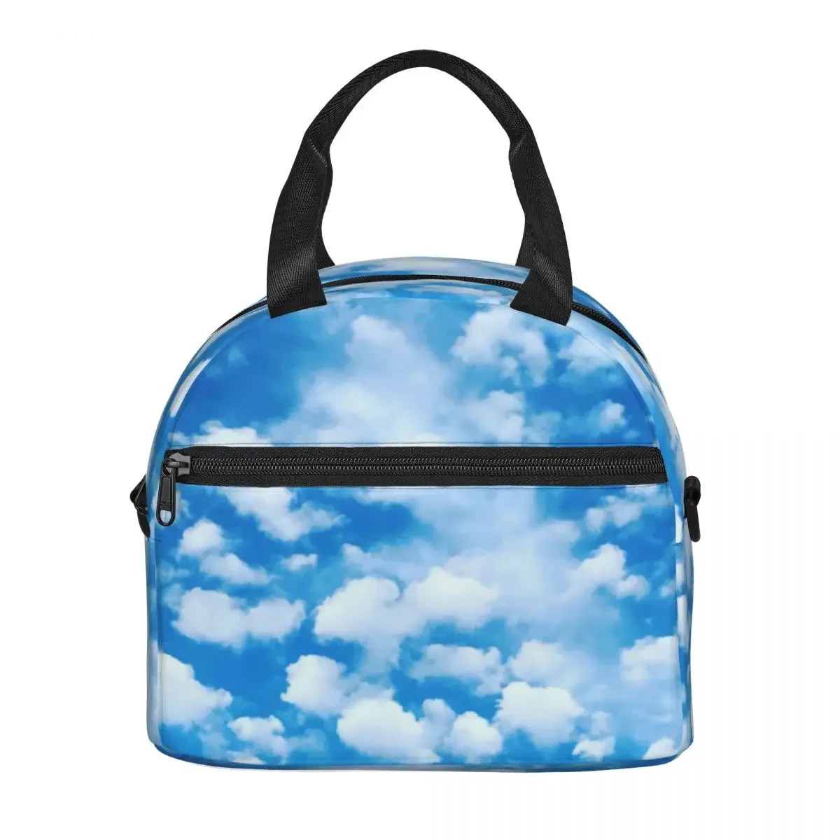 Cloud Machine Lunch Bag with Handle Blue Sky Print Zipper Cooler Bag Car Elegant Food Thermal Bag