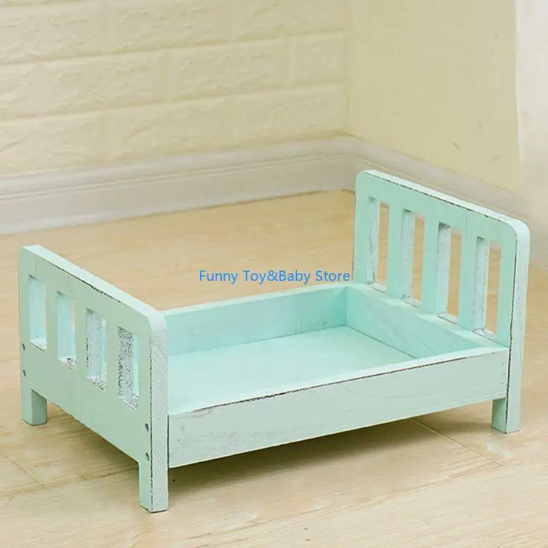 C90B Đạo cụ sơ sinh cho nhiếp ảnh cậu bé bằng gỗ có thể tháo rời giường cổ điển Fotografia acessories