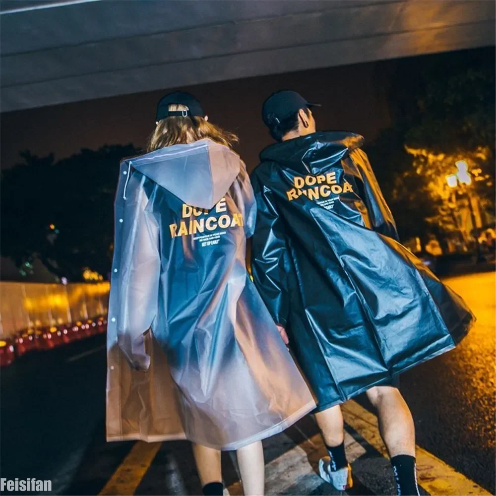 Fashion Long Raincoat Single Men and Women Korean Style Street Personality Transparent Rainstorm Proof Adult Modern Poncho Gift