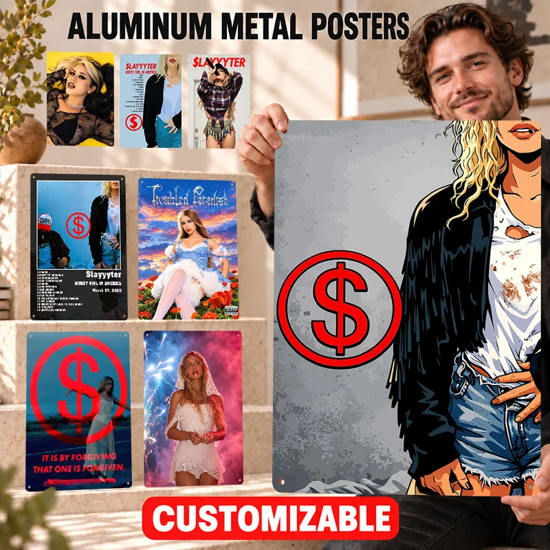 Slayyyter Aluminum Posters Bold Decorative Graphic Entertainment Room Wall Art Personalized Metal Sign Thoughtful Fan Keepsake