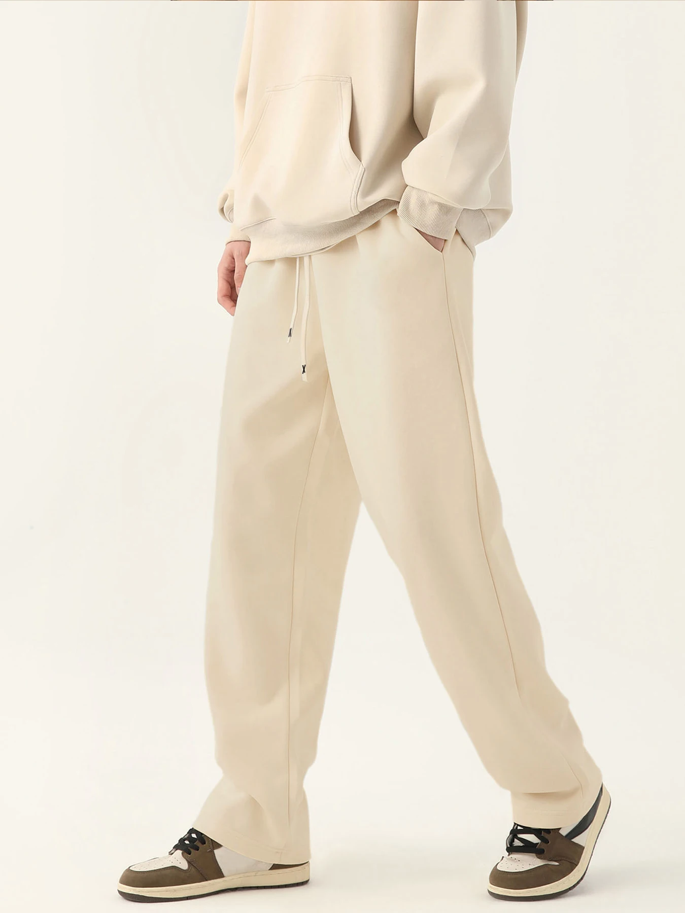 بنطال رياضي كاجوال للرجال: أنماط باللونين الأسود والرمادي، فضفاض مع رباط، قماش ناعم للارتداء اليومي والترفيهي #3