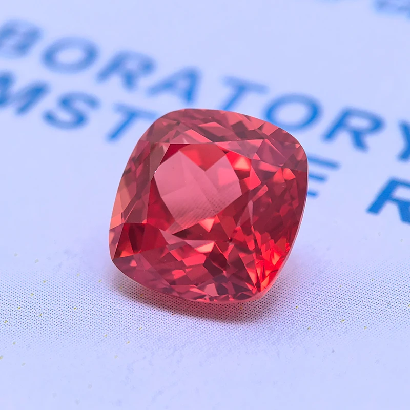Lab Grown Padparadscha Cushion Cut Fire Lotus Color DIY Charms Jewelry Making Ring Necklace Earrings Main Materials Certificate 3