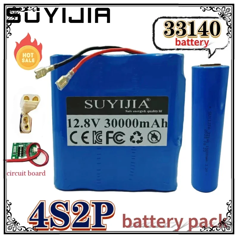 33140 Lifepo4 battery 12.8V 30Ah 4S2P solar energy storage battery pack BMS for energy storage power supply power tool drone