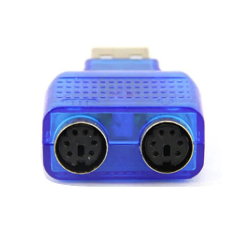 Adaptador convertidor USB 2,0 a PS 2, 1 piezas, azul, con Chip para teclado/ratón PS/2