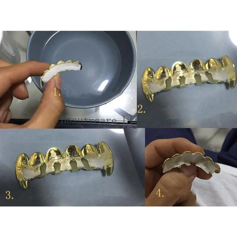 652C Metal Grills for Your Teeth Hip Hop Teeth Grills Top Bottom for Men and Women Teeth Rapper Costume Cosplay