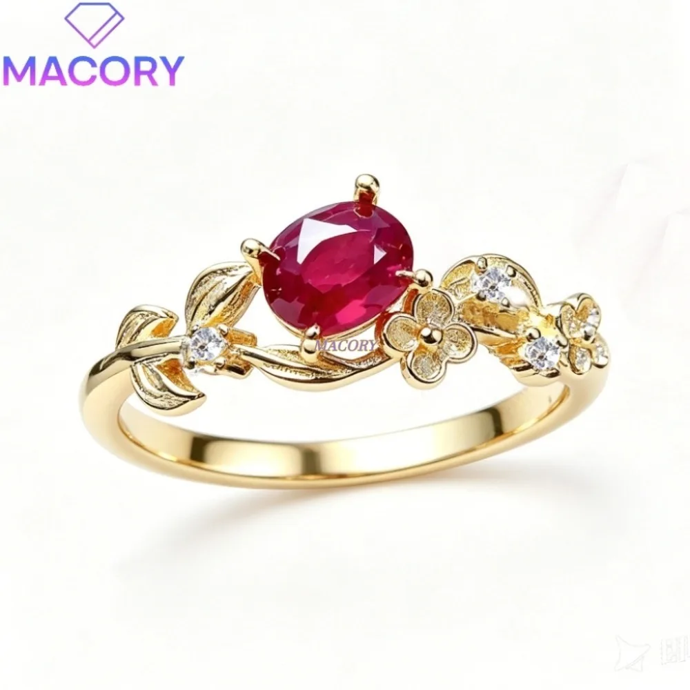 Natural Ruby Women's Ring S925 Sterling Silver Vintage Simple Unique Design Valentine's Day or Christmas and Anniversary Gift