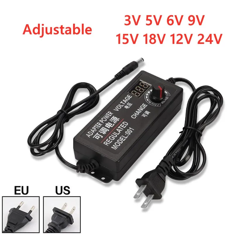 

220V To 3V 5V 6V 9V 12V 15V 18V 24V 1A 2A 3A 5A Universal AC DC Adjustable Power Adapter Supply Display Screen Voltage Regulated