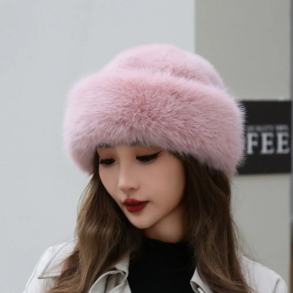 Fluffy Plush Beret Hat Fashion Harajuku Imitation Fur Wool Painter Hat Artist Hat Newsboy Cap Ear Protection Hat Girl