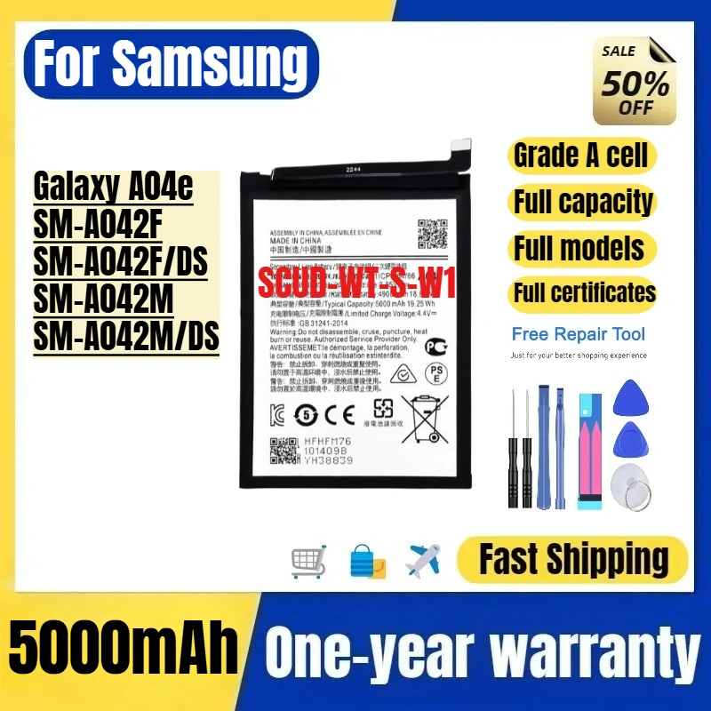 SCUD-WT-S-W1 for Samsung Galaxy A04e/SM-A042F/SM-A042F/DS/SM-A042M/SM-A042M/DS Phone Battery Replacement Bateria  with Tools