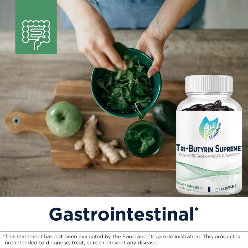 

Tri Butyrin Supreme 3-in-1 Butyric Acid Probiotics Supplement Supports Gut Health And Enhances Gut Permeation