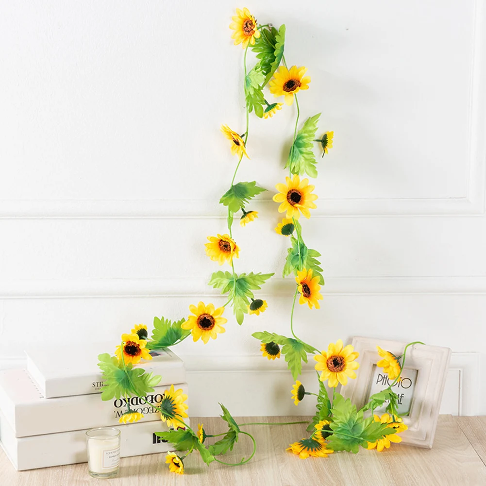 Lifelike Sunflower Garland Artificial Flower Garland For Windowsills Long-lasting Maintenance-free Easy To Use