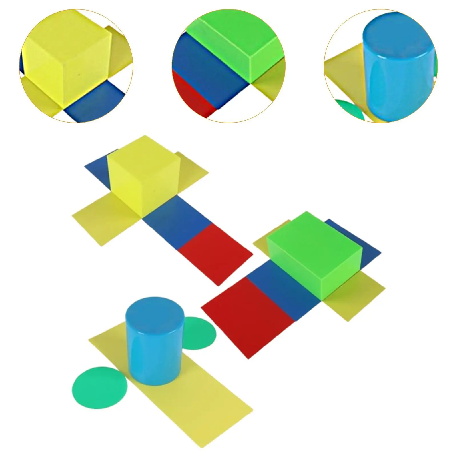 3Pcs 2D3D Geometric Solids Math Teaching Toy Math Games Multicolored Shapes Math Learning Material for Home Preschool School