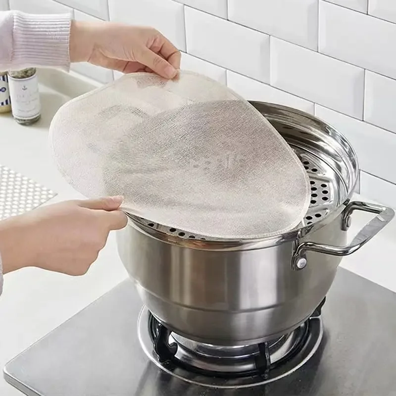 5Pcs 28CM Pure Cotton Steamer Cloth Household Drawer Cloth Steamed Rice And Bun Mat Round Cotton Gauze Kitchen Steamer image 5