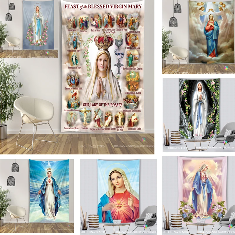 Virgin Mary Christ Jesus Home Decorative Angel Aesthetic Accessory Wall Hanging Christian Church Mural Decoration Room Decor Art