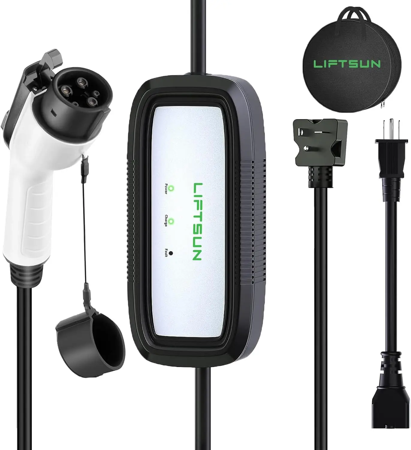 

16A Portable EV Charger with 21ft Cable, Level 1+2 Compatible for SAE J1772 Electric Vehicles, NEMA 6-20 Plug