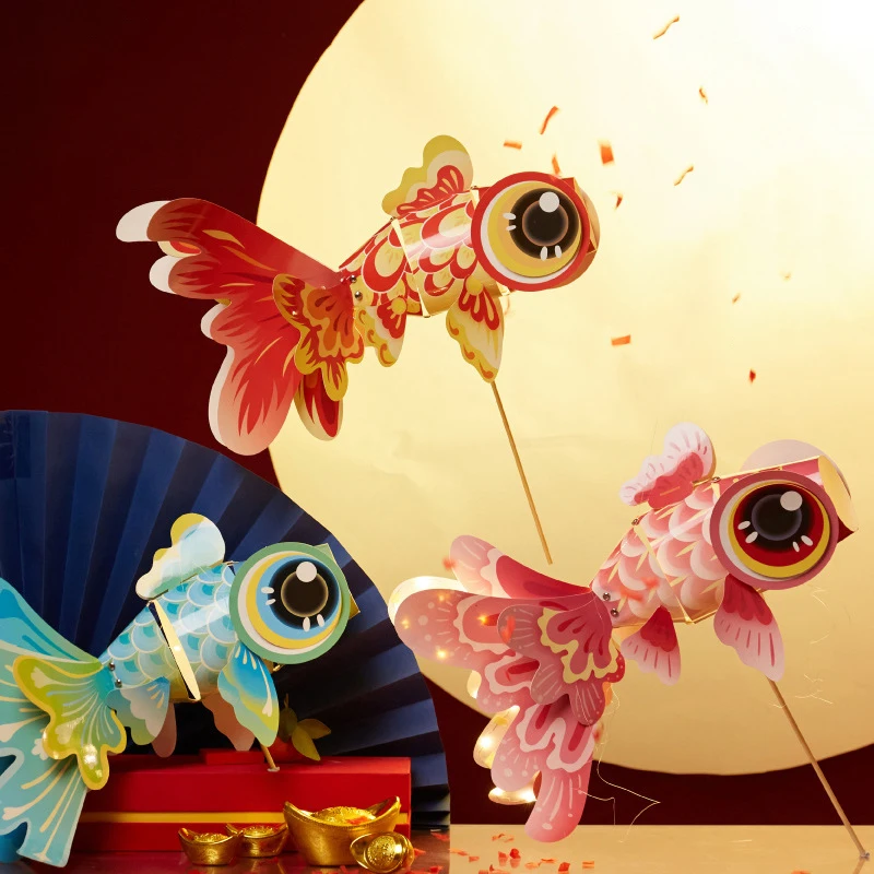 Mid-Autumn Festival The Year Of The Loong Intangible Cultural Heritage Handmade DIY Lucky Goldfish Lantern Children Lanterns