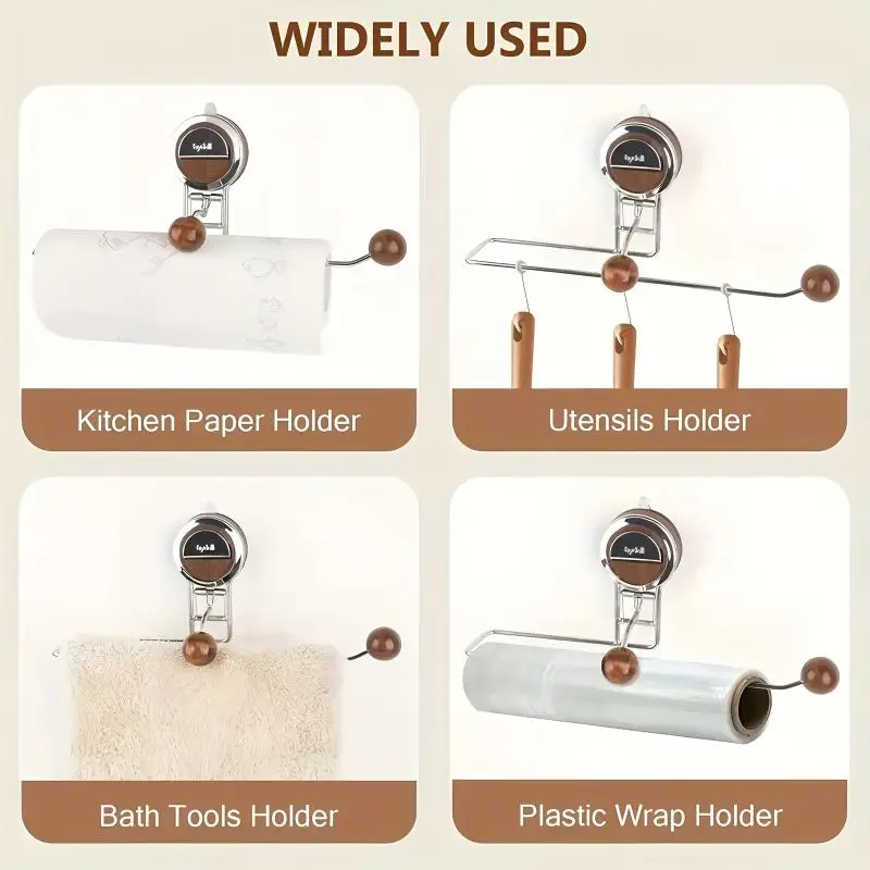 Suction Cup Kitchen Paper Towel Holder Stainless Steel Toilet Paper Holder Tissue Hanger Roll Holder For Bathroom Accessories view 5