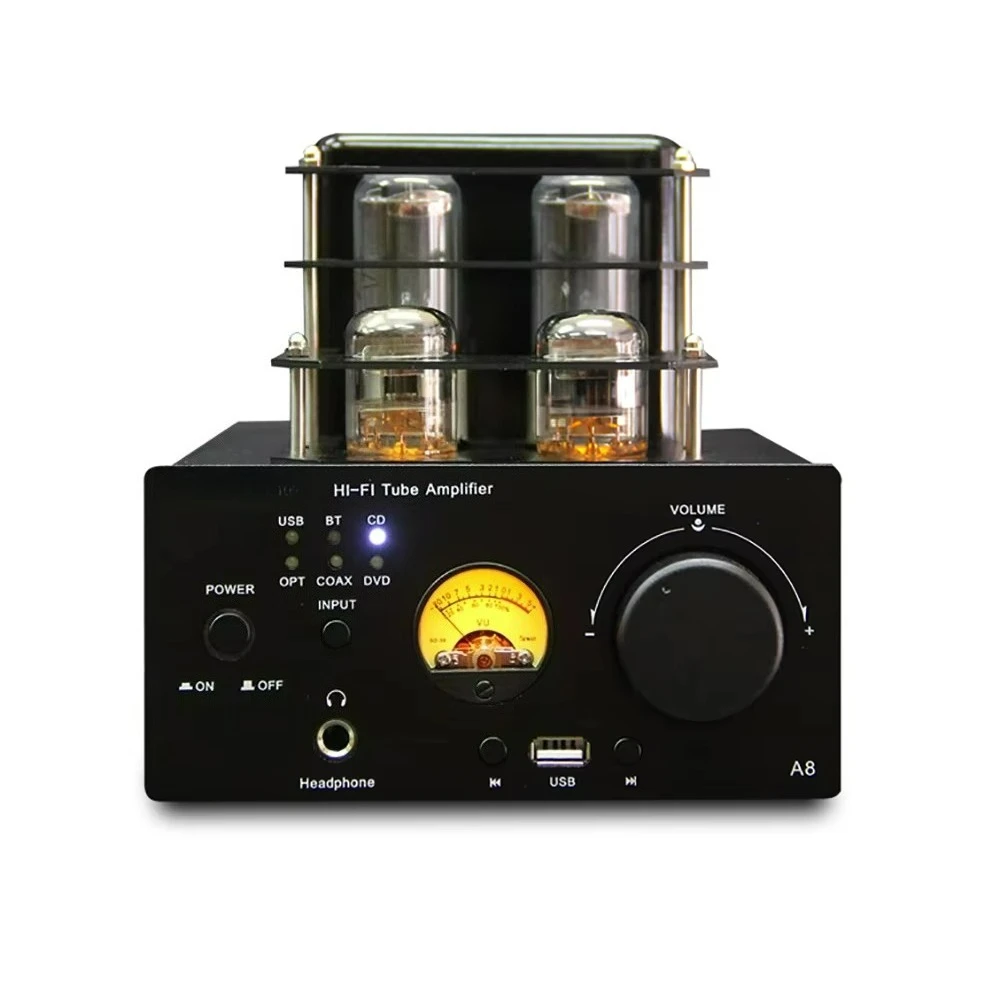 Professional Tube Amplifier Bluetooth 5.0 80W*2 Output Power HIFI Stereo Amplifier 2.1 Channel Digital Coaxial Optical Input