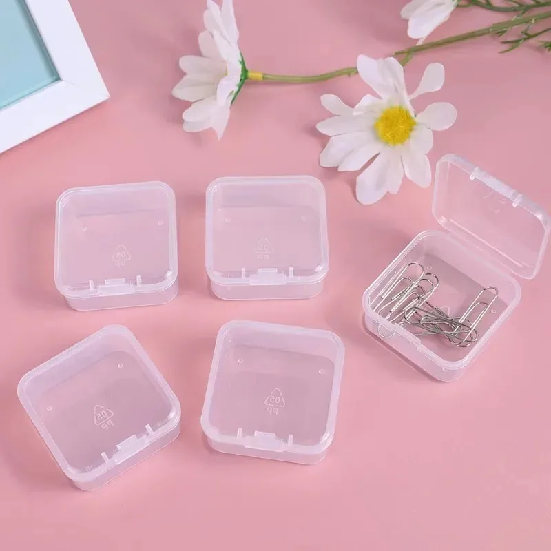 60/6PCS Mini Storage Box Transparent Plastic Jewelry Storage Box Container Portable Earring Ring Earplugs Packaging Storage Case