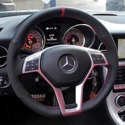 For Mercedes Benz glk300 E200 glc260 e300l E320 E-class C-class ml private Custom Leather Suede hand sewn steering wheel cover