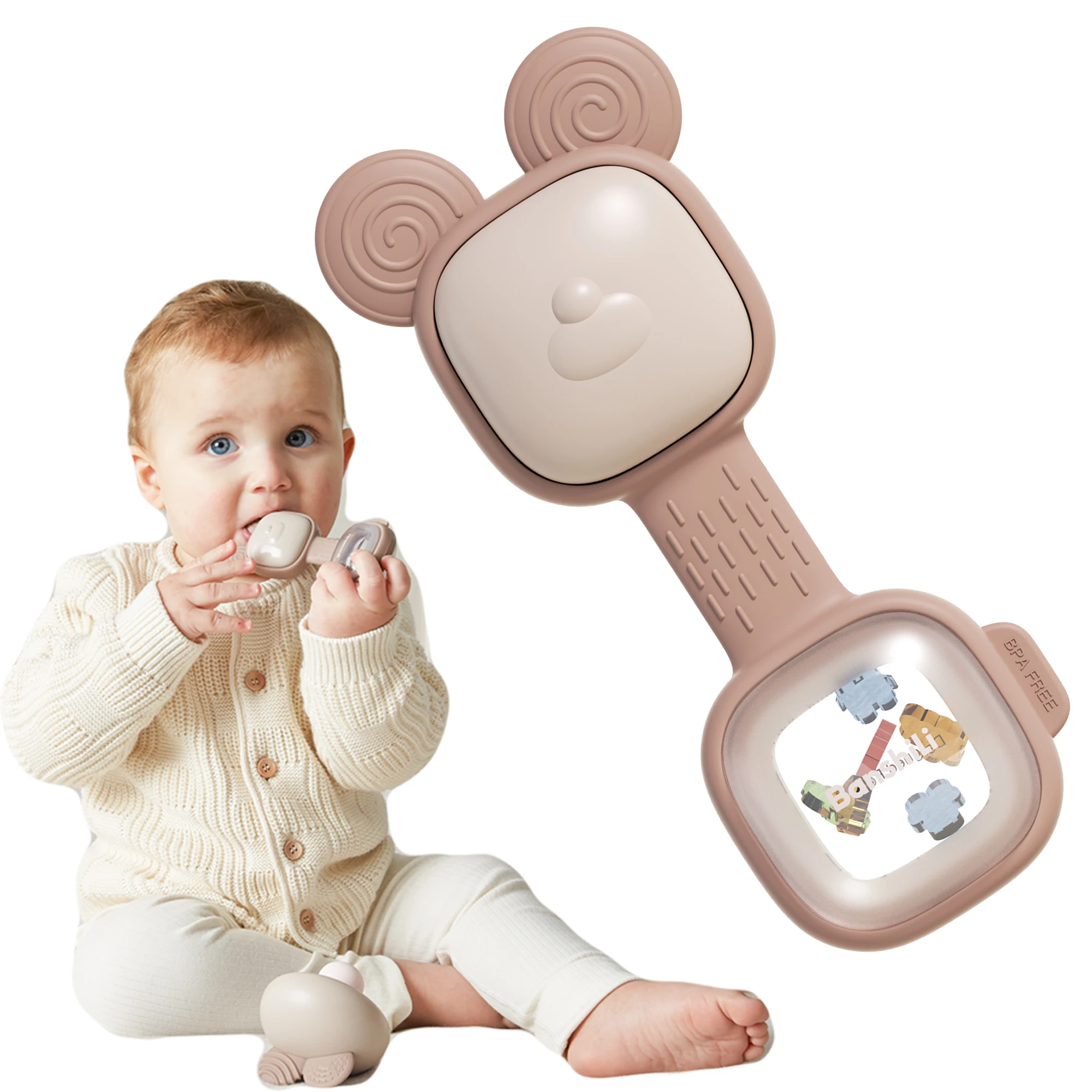 BANSHILI Sonajero mordedor para bebé, juguete de masaje encías para niños pequeños de 0 a 3 meses + regalo para bebé