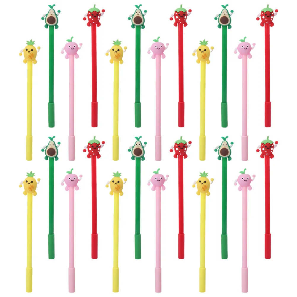 24Pcs Fruit Expression Gel Pens Comfortable Lightweight Writing Pens for Students School Office Note Taking Cute Cartoon