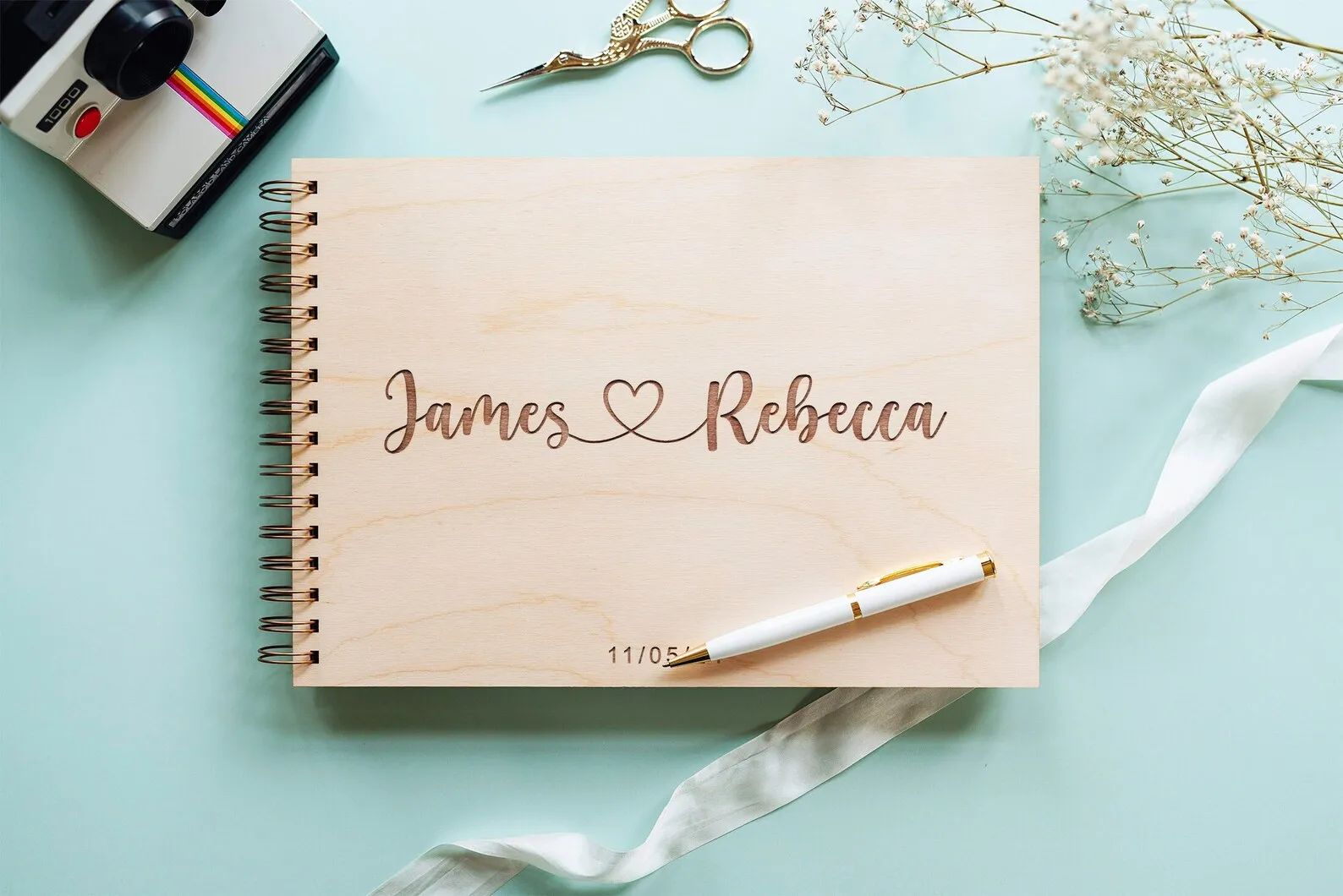 Personalized Wedding Guest book,Custom Love Heart with Names and Wedding Date Book, Rustic yet Contemporary guestbook