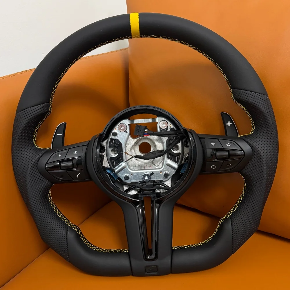 

Retrofit Yellow Stripe Leather Car Steering Wheel For BMW F10 F11 F25 F30 F36 F22 F46 F92 M3 M6 E63 E87 E90 435i