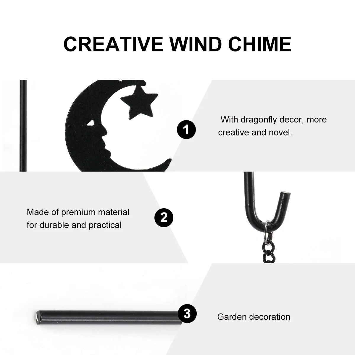 

Wind Chime Hanging Decor Alloy Music Decoration Creative Plant Black Metal Bell
