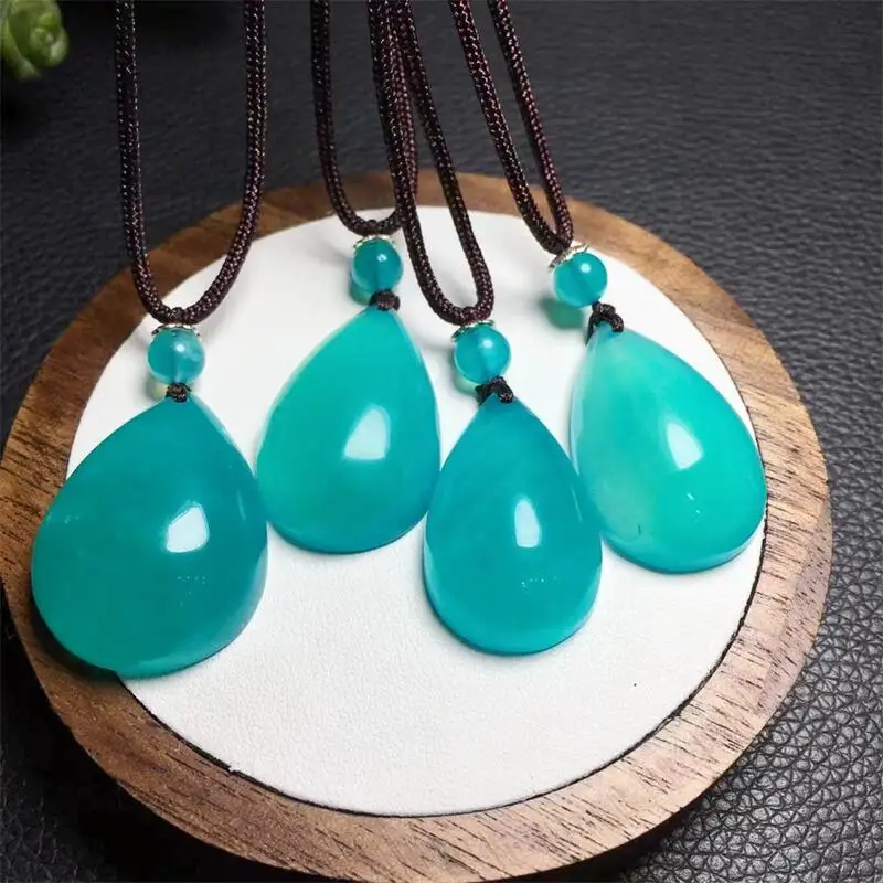 Natural Amazonite Teardrop Pendant Crystal Carving Polishing Mature Charm Jewelry Birthday Present Holiday Gift 1PCS