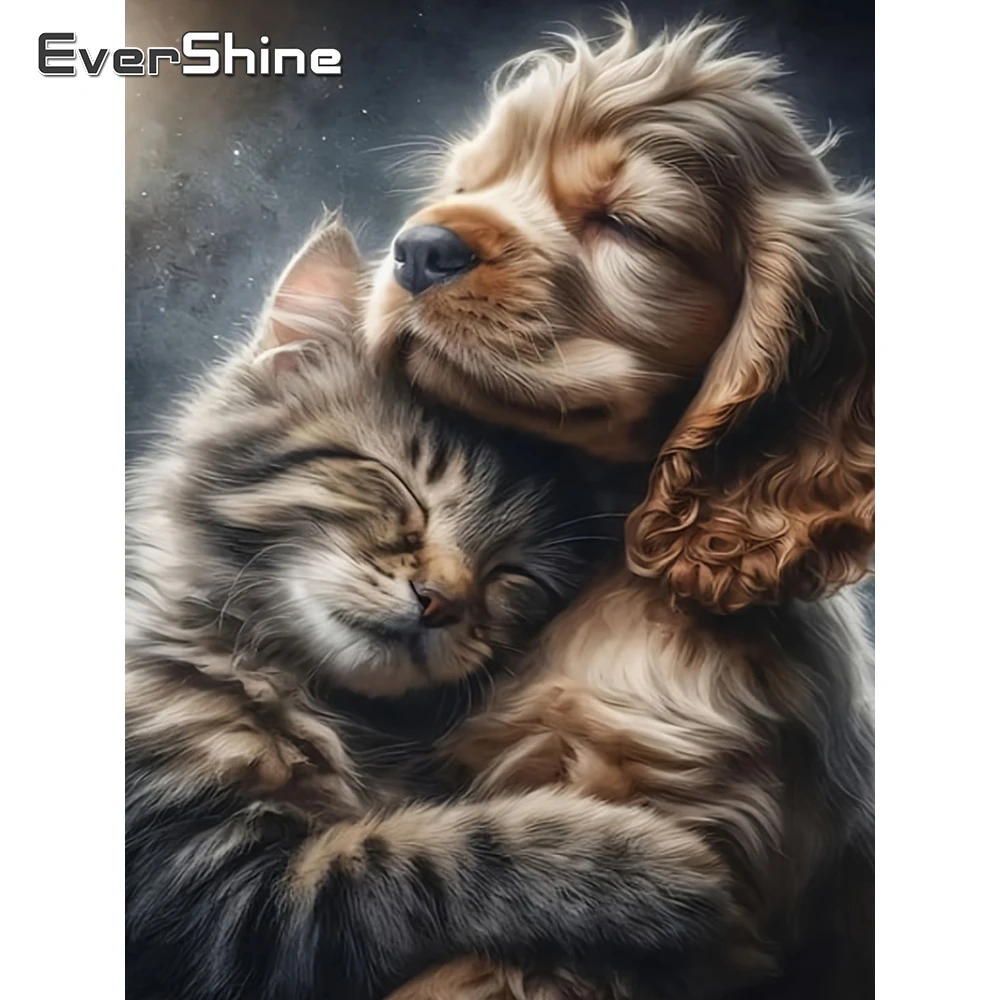 Evershine Diamant-Stickerei Tier Vollflächiges Mosaik Hundebild Strass-Gemälde Katze Neuerscheinung DIY Kinder-Hobby