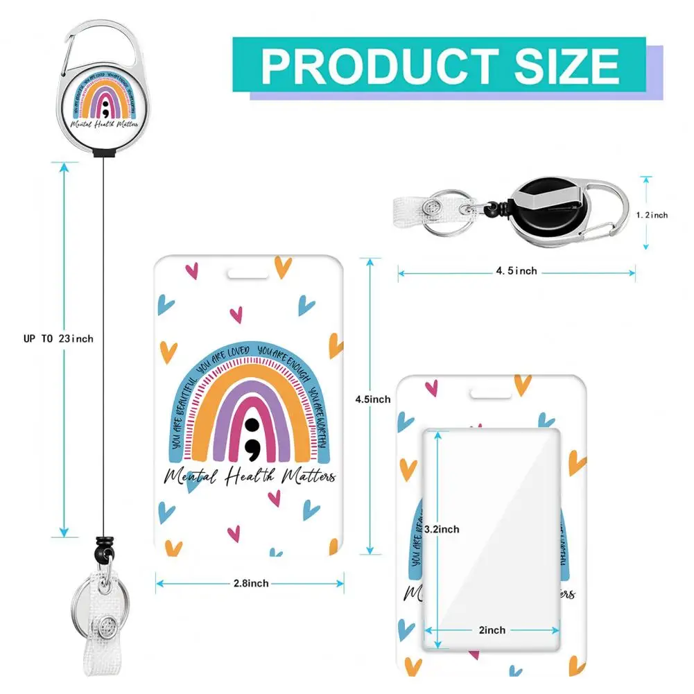 حامل شارة مع بكرة قابل للسحب قابل للتعديل الشريحة المفتوحة حماية بطاقة قوس قزح ID اسم العلامة العمل شارة كليب اللوازم المكتبية