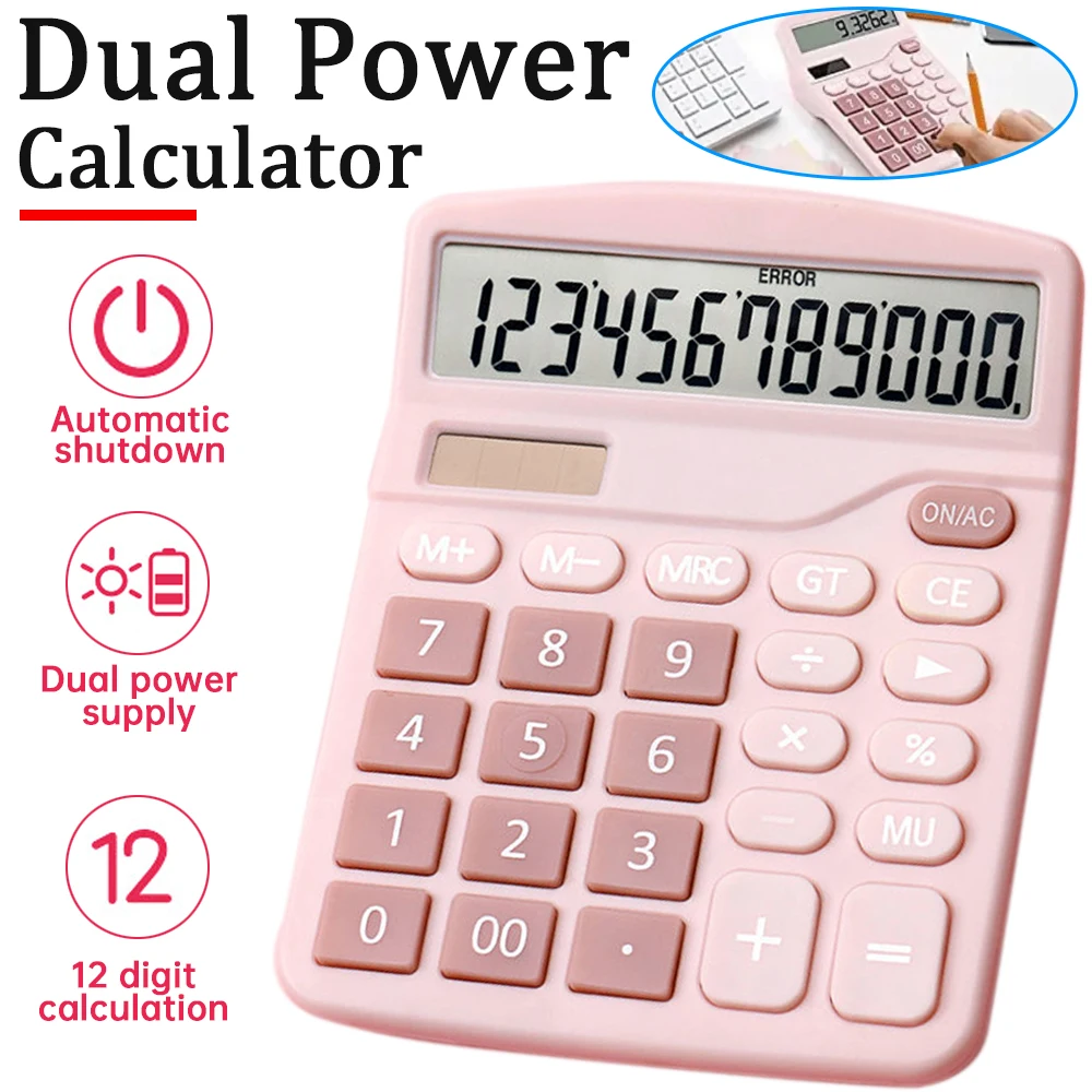 Energy Saving 12 Digit Scientific Calculator Home Office Financial Special Student Exam Solar Battery Dual Purpose Calculator