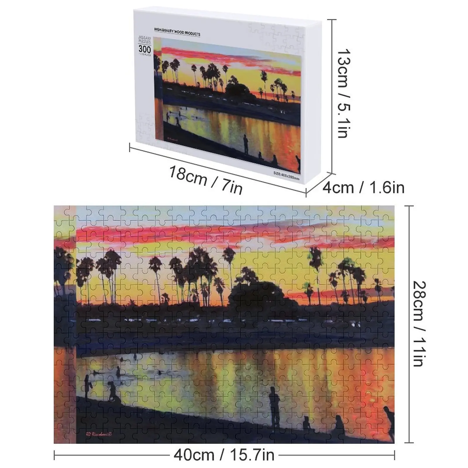 Tramonto tropicale sulla laguna - San Diego California Jigsaw Puzzle Iq Puzzle con foto con nome in legno