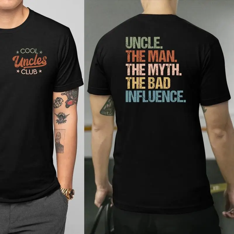 Manga de influência má mítica masculina do tio club, presente interessante do tio, melhor camisa do tio de todos os tempos, camiseta de algodão do tio legal,
