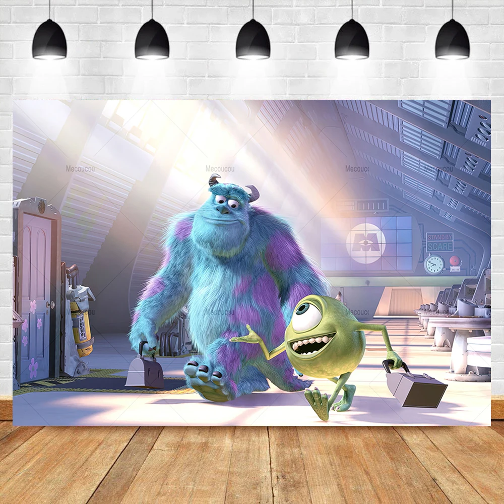 Monsters University Backdrops Monsters Inc Background Mike Wazowski Birthday Party Supplies Banner Wall Decor Custom