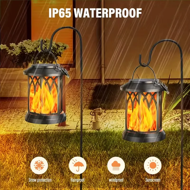 

Солнечный металлический мерцающий пламя, светодиодный фонарь, уличный подвесной солнечный свет для двора, патио, сада, сверхмощное рождественское украшение