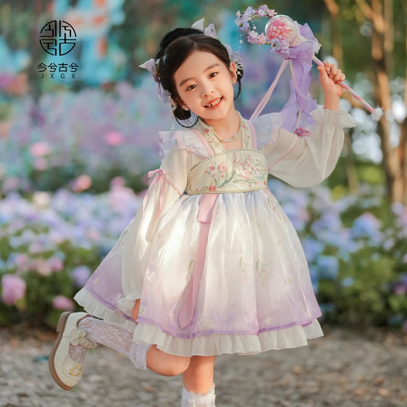 Hanfu girls' autumn dress 2024 Girl baby super fairy dress Chinese style Lolita skirt Chinese style Tang dress