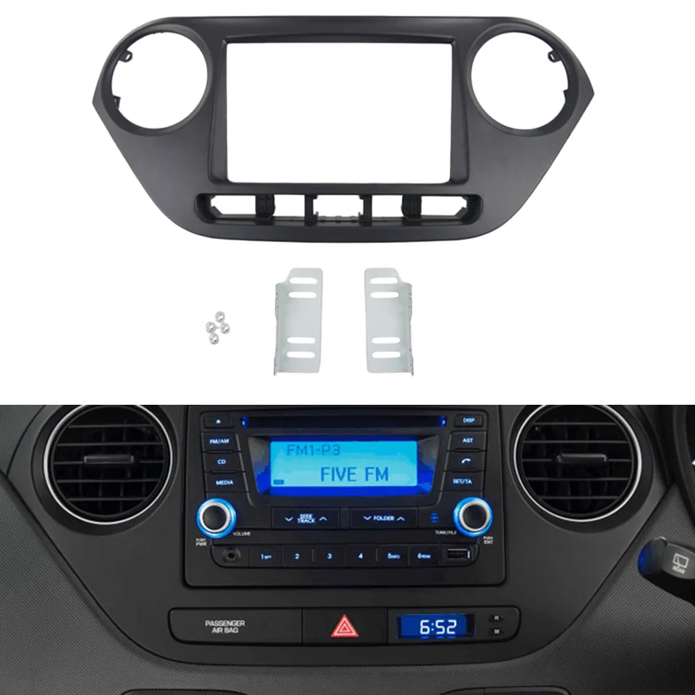 

Рамка-панель для автомагнитолы Hyundai i10 2014, черная, из АБС-пластика, для установки Android-магнитолы, монтажный комплект